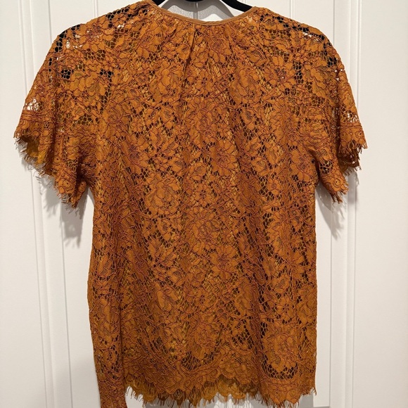 J Crew “Black Label” Copper Lace Keyhole Blouse - Picture 7 of 10